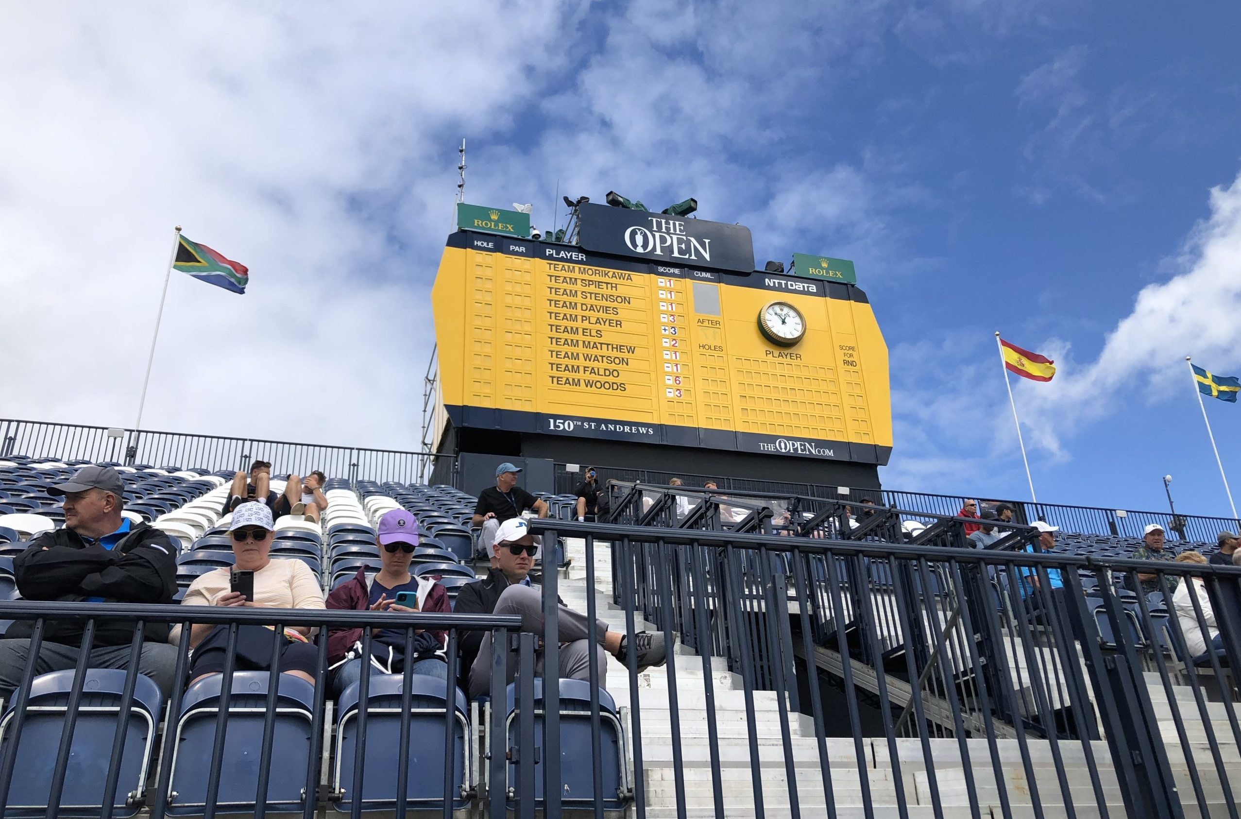 A golf leader board at The Open