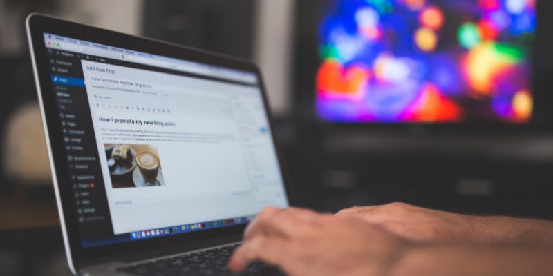 Writing an article in the backend of a WordPress website.