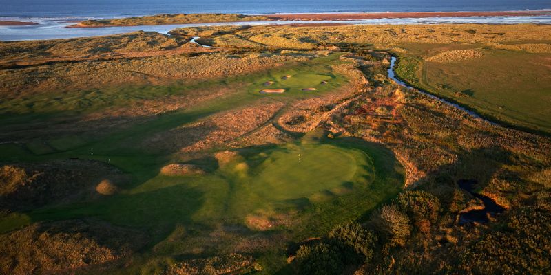 Drone footage of Goswick Golf Links in Northumberland