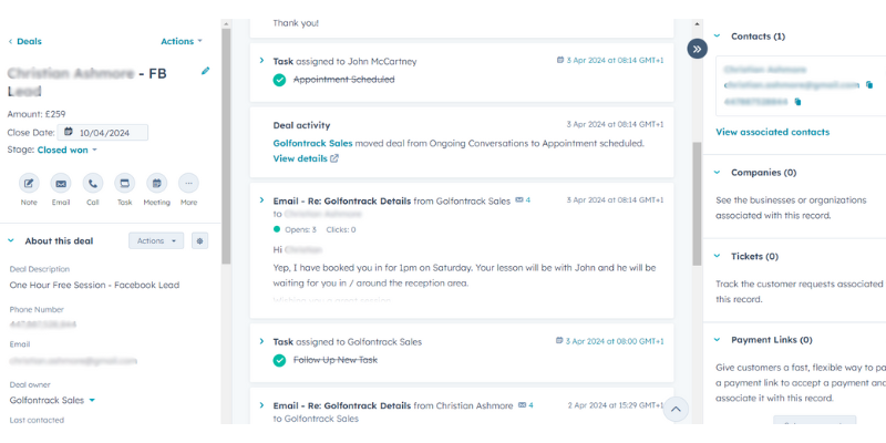 Using Hubspot to track sales activities