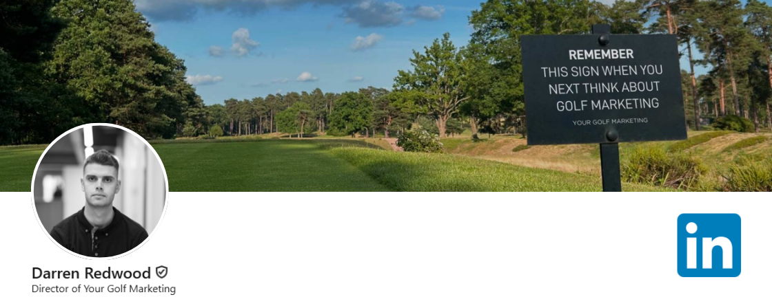 Linkedin Profile header of Darren Redwood, Your Golf Marketing